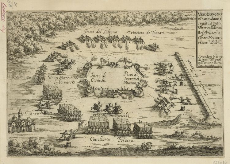 Battle of Cudnów 1660, etching by Collignon